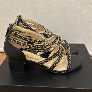 Chanel open shoe Lamskin short heels